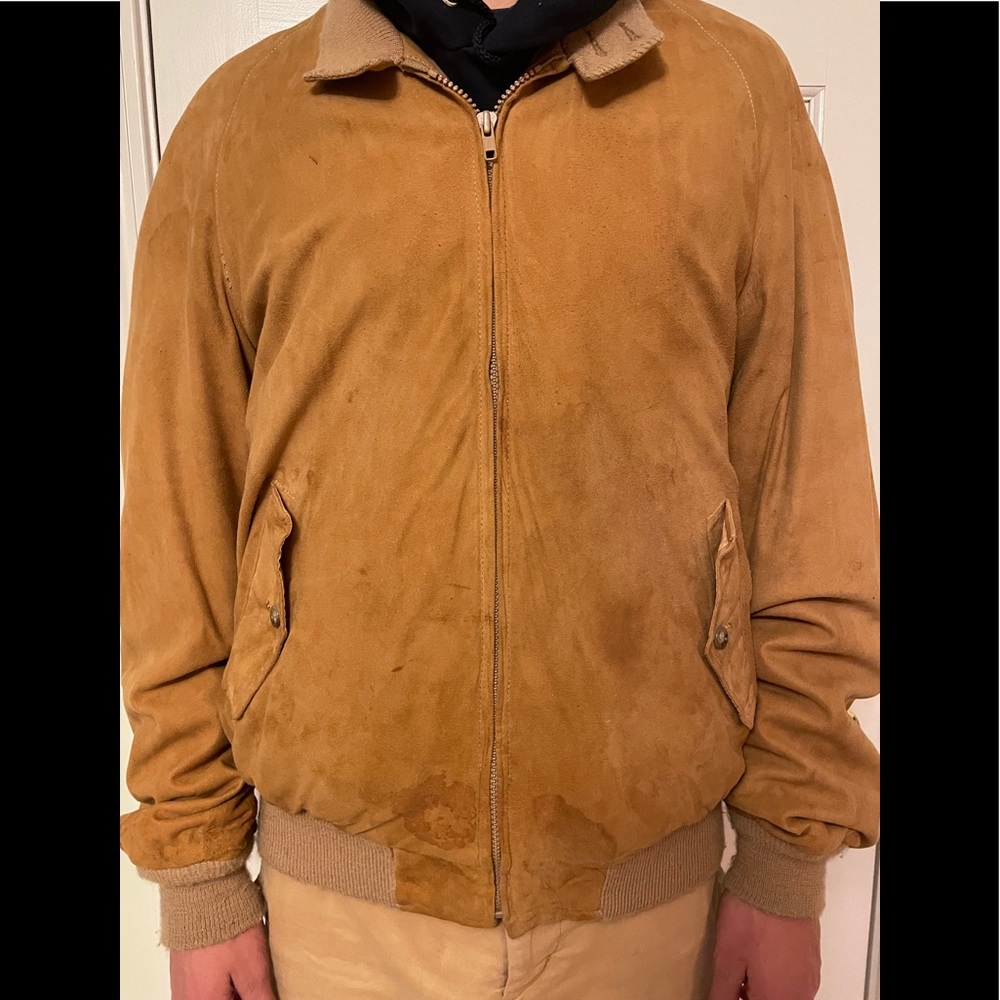 Tan suede men’s bomber jacket